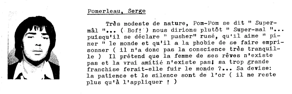 Biographie album finissants Serge Pomerleau - Vie de Château